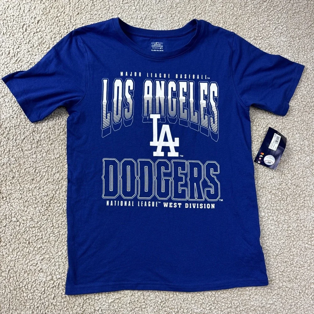 NWT MLB LA Dodgers Short Sleeve T-Shirt Boys XL (16/18) Genuine Merchandise NEW